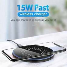 15W Wireless Charger, Compatible With IPhone 17/16/15/14/13/12 Pro/XS Max/Mini/X/X/XR, Inductive Fast Wireless Charging Pad, Compatible With Samsung - Black - View 8