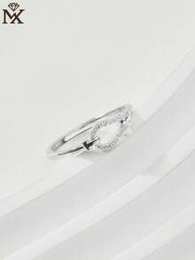 SYMFNY 1pc 925 Sterling Silver Fashionable Infinity Knot Zirconia Open Ring, Adjustable, Stylish Jewelry, Suitable For Party And Daily Wear, Gift