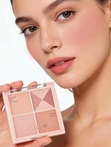 Dasique 4-Color Matte Blush Palette, High Color Payoff, Long-Lasting, Natural Glow, Lightweight & Breathable, Vegan Formula, Fashionable Makeup Brand, Christmas Holiday Essential - # 04 Beige Knit - 查看 3