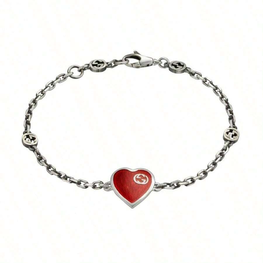 Gucci Red Heart-Shaped Bracelet 925 Silver Bracelet And Silver Jewelry Women's Bracelet YBA645546001 Are Suitable For Daily Wear - Red - View 1