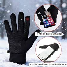 Shoonlo Guantes para Fro Hombre y Mujer, Guantes Termicos de Invierno, Guantes Impermeables para Nieve, Guantes de Pantalla Tctil para Celular, Guantes para Ciclismo, Correr, Esqu, Moto, Gym - Negro - Ver 5