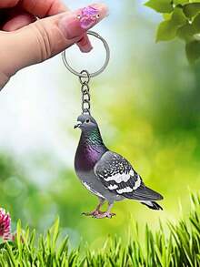 1个精美亚克力扁平鸽子汽车后视镜背包扣钥匙吊坠 - 彩色 - 查看 6
