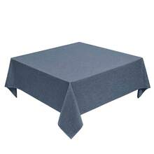 Faux Linen Square Tablecloth For Dining Room,Waterproof Texture Decorative Farmhouse Rustic Table Cloth For Indoor Outdoor Party Holiday Banquet Picnics Patio,52x52 Inch (Square),Denim Blue,DenimBlue52inchx52inchSquare - 牛仔藍 52 吋 x 52 吋正方形 - 查看 1