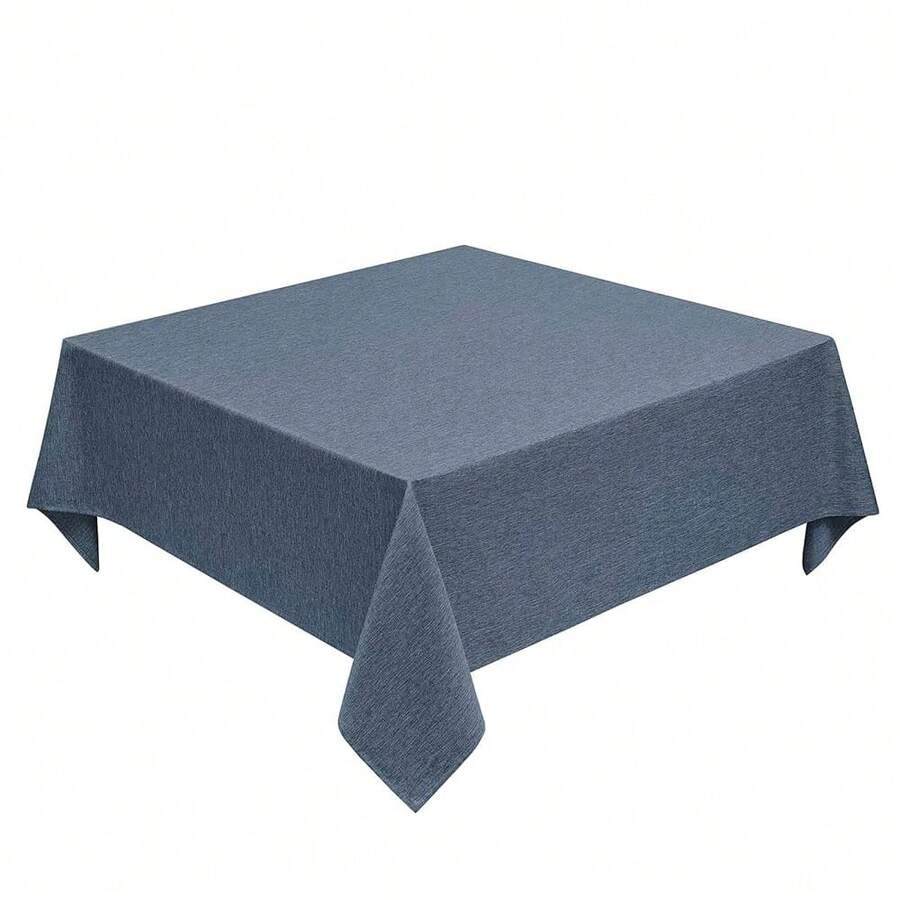 Faux Linen Square Tablecloth For Dining Room,Waterproof Texture Decorative Farmhouse Rustic Table Cloth For Indoor Outdoor Party Holiday Banquet Picnics Patio,52x52 Inch (Square),Denim Blue,DenimBlue52inchx52inchSquare - 牛仔藍 52 吋 x 52 吋正方形 - 查看 1