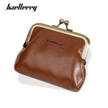 New Baellerry Women's Coin Purse, Korean Style, Made Of Oil Wax Leather, Simple And Fashionable, INS Style Kiss-Lock Bag. - 黃色 - 查看 4
