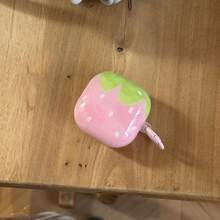 极简粉色草莓挂绳耳机保护套，兼容华为Freebuds 7i、Freebuds 2、Freebuds SE 3、Freebuds 5i、Pro 3耳机，可爱韩版风格