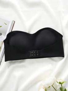 Women's Strapless Strapless Strapless Strapless Bra - Full Cup Lifting Effect, Solid Color Black And White, Comfortable Daily And Special Occasions Bra, Hand Washable, No Padding, Minimalist Design, Suitable For Layering, Suitable For Both Large And Small Breasts, Fashionable And Comfortable Fit, Seamless Strapless Design, No Steel Ring, Smooth Modern Style, Ideal For Casual Or Formal Wear, Women's Bra, Double-Layer Thick Gathering Bra, Women's High-Quality Bra, Gathering Bra, Strapless Bra, Women's Gathering Bra, Strapless Bra, Women's Gathering Bra, Women's Gathering Bra - 黑色 - 查看 6