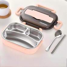 1个不锈钢午餐盒，保温便携午餐盒，带2/4个隔层，配有汤碗和餐具，适合学生、上班族、学校、露营、野餐和家庭使用。 - 彩色 - 查看 7