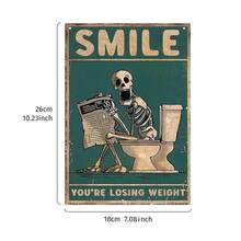 1 Modern Creative Skeleton Skull Reading Newspaper Pattern Decorative Hanging Sign, Wooden Home Decoration Hanging Sign, Suitable For Home And Store Decoration,Home Decor ,Room Decor,Wall Decor - Multicolor - View 8