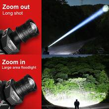 IR Sensor LED Headlamp Yellow Light Rechargeable Headlight With COB Light 2*30W LED 8 Modes Head Flashlight Zoomable Outdoor Camping Lantern - Black - View 7