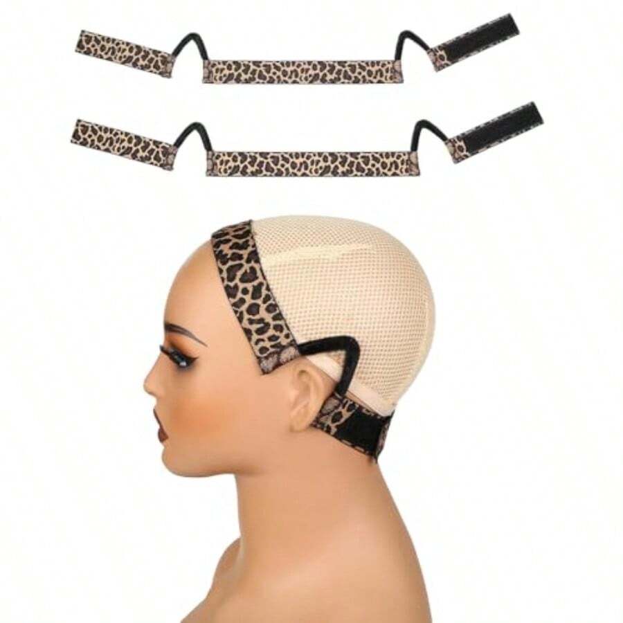 D2Pcs Wig Band For Lace Front Ear Free Lace Melting Elastic Band Headband For Women No Slip C Shaped Ear Curve Leopard Color Regular Size - Leopard - 查看 1