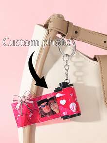 Llavero personalizado con película de cámara, llavero con texto personalizado, viene con álbum de fotos, regalo de aniversario - Multicolor 1 - Ver 11