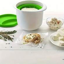 1个微波炉奶酪制作器，简易塑料DIY奶酪制作工具，适合厨房使用，包含奶酪篮和盖子 - 綠色 - 查看 5