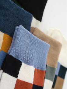 1双复古格子中筒袜，百搭中筒袜，韩式/日式/英式风格 - 彩色 - 查看 4