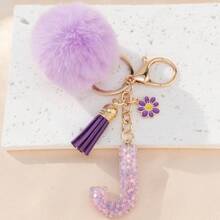 Móc khóa nhựa hình ngôi sao, trang trí bằng bông tím và tua rua hoa cúc, thích hợp làm dây đeo túi xách, dây đeo điện thoại, móc chìa khóa. Cũng là món quà tuyệt vời dành cho bạn bè và mẹ. - Màu Lilac Tím - Xem 8