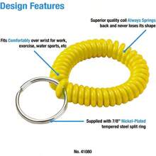 Bobina de mueca en espiral de 5 de dimetro con llavero de acero, pulsera flexible, se estira hasta 30, color morado, 1 paquete 410651 - Amarillo - Ver 4