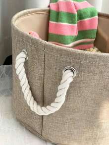 1PC Foldable Pet Storage Basket - Cat & Dog Clothes Organizer & Toy Storage Box, Christmas Holiday Gift-Ready Collapsible Pet Wardrobe, Space-Saving Multi-Use Pet Accessories Organizer With Handles - màu nâu - Xem 3