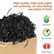 Shredded Paper For Gift Baskets, 1/2LB (8 Oz) Black Crinkle Paper Filler, Crinkle Cut Paper Shred For Birthdays, Weddings,Boxes Bags, Christmas, Basket Filler,Anniverss,Gift Wrapping,Black - 黑色的 - 查看 3