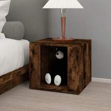Comodino vidaXL in rovere affumicato, 41x40x36 cm, in legno composito. - nero - Visualizzare 4