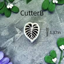 1/4pcs Monstera Heart-Shaped Leaf Polymer Clay Cutter (30-45mm) - Bohemian Style Handmade Tool, Suitable For DIY Earrings, Jewelry Pendants And Handmade Accessories - White - View 8