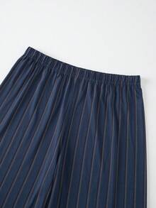 Bộ đồ ngủ mỏng 3 món dành cho nam, áo thun cổ tròn tay ngắn và quần short & quần dài, bộ đồ mặc nhà thoải mái 3 món (áo thun, quần short, quần dài), mùa hè - Màu xanh hải quân - Xem 7