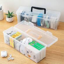 1pc Transparent Large Capacity Hardware Tool Box, Outdoor Portable Equipment Tool Case, Stackable Dustproof Plastic Storage Container With Handle & Lid, Easy-To-Carry Multifunctional Tool Storage Organizer Box - Multicolor - View 4