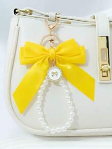 1 chiếc móc khóa trang trí hình nơ ngọc trai giả thanh lịch, kết hợp với ruy băng dệt nhiều màu sắc sáng tạo, thích hợp làm phụ kiện tai nghe, ốp điện thoại, trang trí xe hơi dịp Giáng sinh, phụ kiện túi xách, đầy ngọc trai, mang phong cách Gothic Y2K dễ thương. - nơ đính cườm - Xem 18