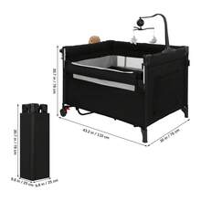 Cuna Corral Plegable Viajero Bebé Con Cambiador Y Mosquiter,Cuna Corral Bebé Corralito Colecho Con Cambiador Y Ruedasr 5IN 1 - Negro - Ver 3