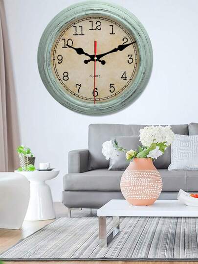 1pc 10-Inch/12-Inch Wooden Silent Wall Clock, No Ticking, Modern Silent, Battery Powered, Retro Style Clock, Suitable For Living Room, Kitchen, Bedroom Decor