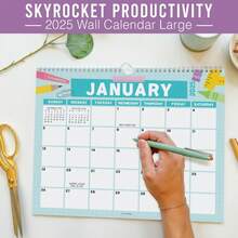 Hadley Designs Wall Calendar 2025-2026 – 18-Month Hanging Calendar 2025-2026 For Family, Home, School, &Amp; Office, Spiral Bound With Large Date Blocks &Amp; Notes Sections (Pastel) - ColorA - 查看 6