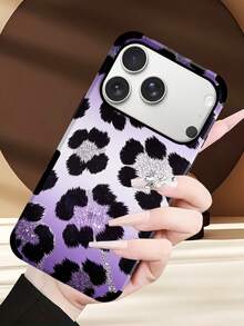 1 pièce Étui de téléphone imprimé léopard, étui de protection  doux avec motif animal panthère, compatible avec Apple/Galaxy S24 Ultra, 17 Pro Max/16 Pro Max/12 Pro/13/14 Plus/15 Pro Max/16 Pro Max, 11/13 Pro - Violet - Voir 9