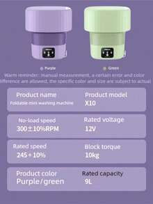9升可折叠洗衣桶，适用于清洗衣物、袜子、内衣，便携式迷你旅行洗衣机，欧规/美规/英规插头 - 顏色隨機 - 查看 10
