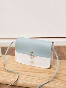 1个女童斜挎零钱包，珍珠吊坠，时尚优雅，撞色和纯色款式，精美礼物 - 彩色 - 查看 7