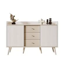 Sideboard With Three Drawers, Exquisite Wood Grain. Sideboard For Bedroom And Living Room, Modern Wood-Colored Sideboard With Storage Shelves. L117.5 Cm