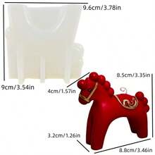 1个木马造型硅胶蜡烛模具，DIY可爱木马蜡烛硅胶模具，适用于树脂、石膏、粘土、泥土、手工艺品、家居装饰、节日礼物 - 白色 - 查看 2