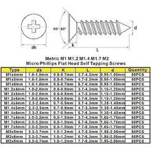 Juego de surtido de tornillos autorroscantes  de cabeza plana de acero inoxidable 304 métrico M3.5 M4.2 M4.8; Tornillos de punta autorroscantes para chapa metálica - M1 M1.2 M1.4 M1.7 M2 - Ver 4