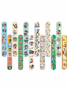 12/24pcs Cartoon Character Themed Snap Bracelets - Shin-Chan, Misae, Himawari, Hiroshi, Suitable For Birthday Party, Graduation Party, Decorations, Holiday Party, Small Gifts, Collectible Toys, DIY Set - Multicolor - View 6