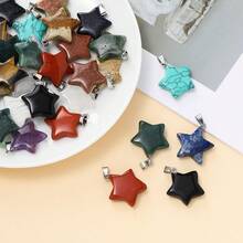 1Pc Natural Stone Five-Pointed Star Charm Pendant For DIY Valentine's Day Gift Jewelry Making Supplies - Natural Stone Five-pointed Star Pendant - View 7