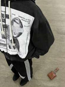 American Harajuku Dark Gothic Hip-Hop Hoodie | Men's Niche Design-Focused Statement-Making Oversized  Sweatshirt - áo hoodie đen - Xem 2