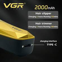 VGR Professional Hair Clipper Set, 9000 RPM High-Speed Hair Clipper, Salon-Grade Cordless Hair Clipper Set With Wireless Charging Base, Fast Charging, Extra-Long Runtime, Digital Display, Men's Hair Clipper V-877 S2 - Nhiều màu - Xem 4