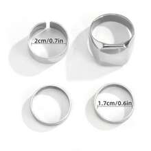 Bộ 4 chiếc nhẫn bạc tối giản hiện đại dành cho nữ - Đá vuông, bản rộng và mỏng, trang sức phong cách đường phố thường ngày. - Bộ 4 món hình học - Xem 3