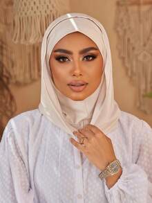 1件装女士纯色简约百搭穆斯林速戴头巾，套头式设计，方便快捷佩戴，简约休闲优雅经典百搭，一体式帽衬围巾，舒适透气面料，适合搭配头巾服饰，日常穿着。 - 一體式 - 查看 7