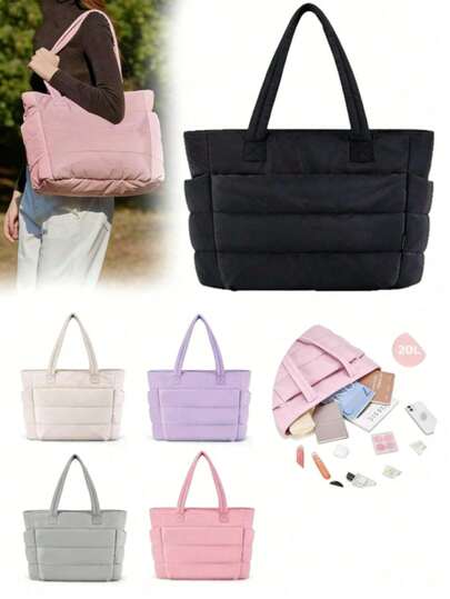 Women's Yoga Tote Bag, Lightweight And Fluffy, With Compartments, Quilted Shoulder Bag, Suitable For Outdoor Fitness, Travel, Work, Gym, Back To School, Commuting, Provides Ample Storage Space For Daily Essentials, Large Capacity Design, Women's Fitness Yoga Handbag, Lightweight And Fluffy Travel Luggage Bag, Quilted Shoulder Bag, Carry-On For Travel, Work, Sports, Weekend Overnight