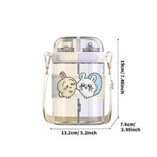 Miniso Cốc uống đôi hai lớp 3-Rune Seikawa (Thỏ & Sóc bay), 640ml/22.53oz: Chất liệu PP bền, thiết kế chia ngăn (có thể đựng hai loại đồ uống cùng lúc), nắp đôi (uống trực tiếp + hút), họa tiết hoạt hình dễ thương, dây đeo da có thể tháo rời, đa năng dùng hàng ngày/ngoài trời/du lịch, bình uống đôi tiện dụng và đáng yêu (1 chiếc) - Nhiều màu - Xem 8