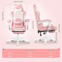 OYAJIA Gaming Chair With Massage Function, Ergonomic Racing Style Office Chair, Adjustable Recliner With Footrest And Lumbar Support(Pink) - Pink - View 11