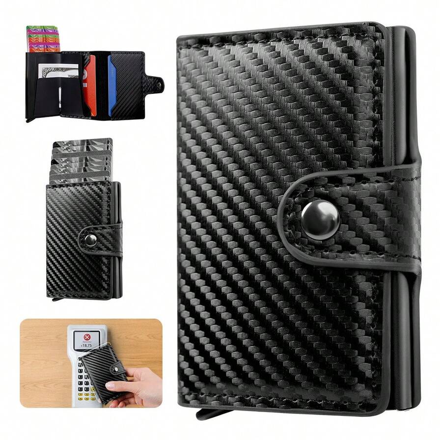 TendenciaCartera De Hombre Con Tarjetero De Aluminio Protección RfidCalidad premium - Marrón claro - Ver 1