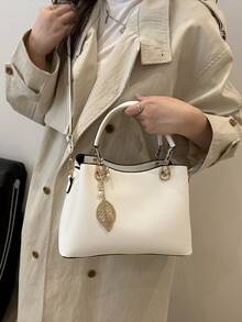 Nuevo bolso de mano elegante para mujer, clásico, estiloso y duradero de lujo, con amplia capacidad, para llevar al hombro o cruzado - Blanco - Ver 11