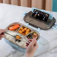 1个不锈钢午餐盒，保温便携午餐盒，带2/4个隔层，配有汤碗和餐具，适合学生、上班族、学校、露营、野餐和家庭使用。 - 彩色 - 查看 10