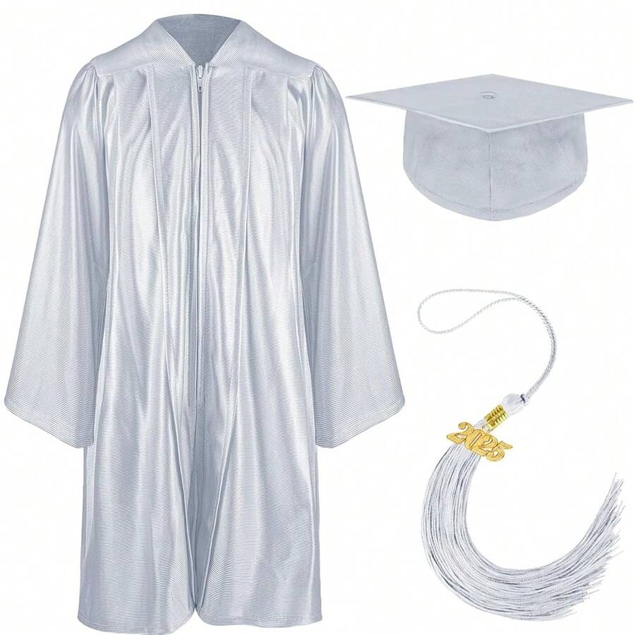 Graduation Cap And Gown Set With 2025 Charms Tassel Graduations Cap And Gown For School -8348 - Bright-gray - View 1