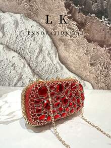 1PC Luxury Women's Irregular Glass Rhinestone Diamond Inlaid Chain Bag With Hollowed Out Women's Dinner Handbag, Perfect For Valentine's Day, Weddings, Parties, Formal Occasions, Women's Gifts, And Dinner/Party Needs - Nhiều màu - Xem 5